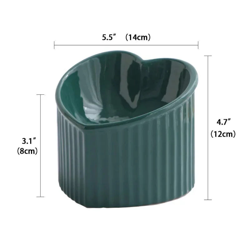 Anti-Slip Ceramic Tilted Elevated Cat Bowl