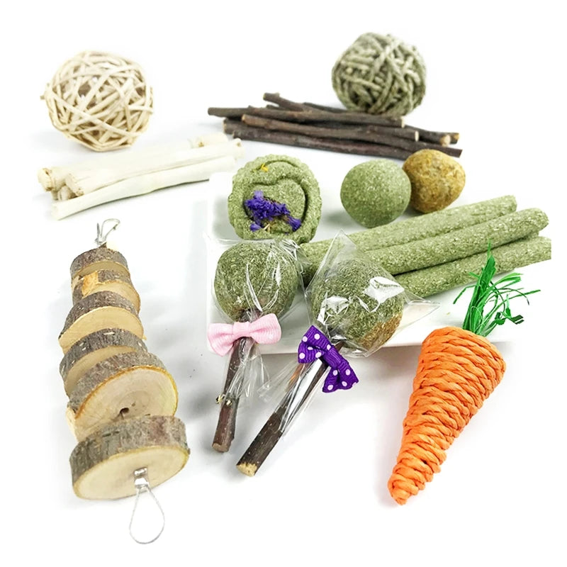 31-Piece Rabbit Chew Toy Set - Natural Hay