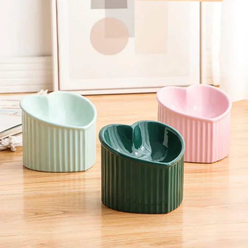 Anti-Slip Ceramic Tilted Elevated Cat Bowl
