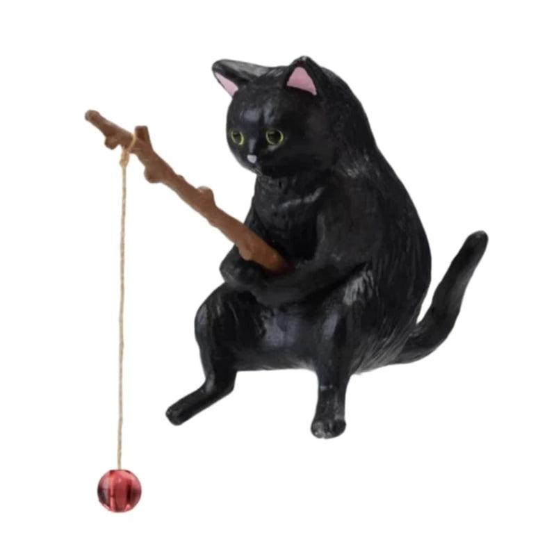 Fishing Cat Mini Resin Figurine for Aquarium