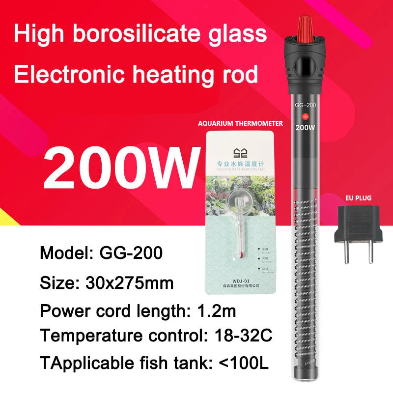 Digital Quartz Aquarium Heater for 25W-300W Aquariums (EU Plug)