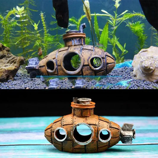 Resin Submarine Aquarium Ornament