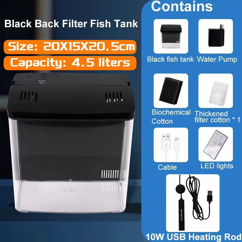 Mini Self-Circulating Eco-Friendly Fish Tank with Filter