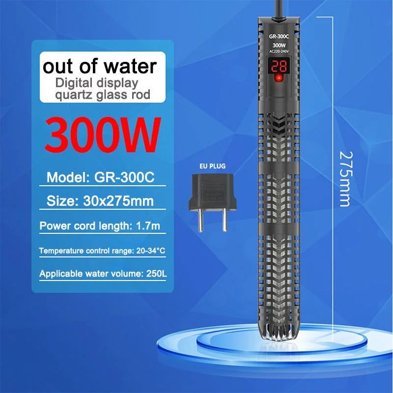 Digital Quartz Aquarium Heater for 25W-300W Aquariums (EU Plug) (Copy)