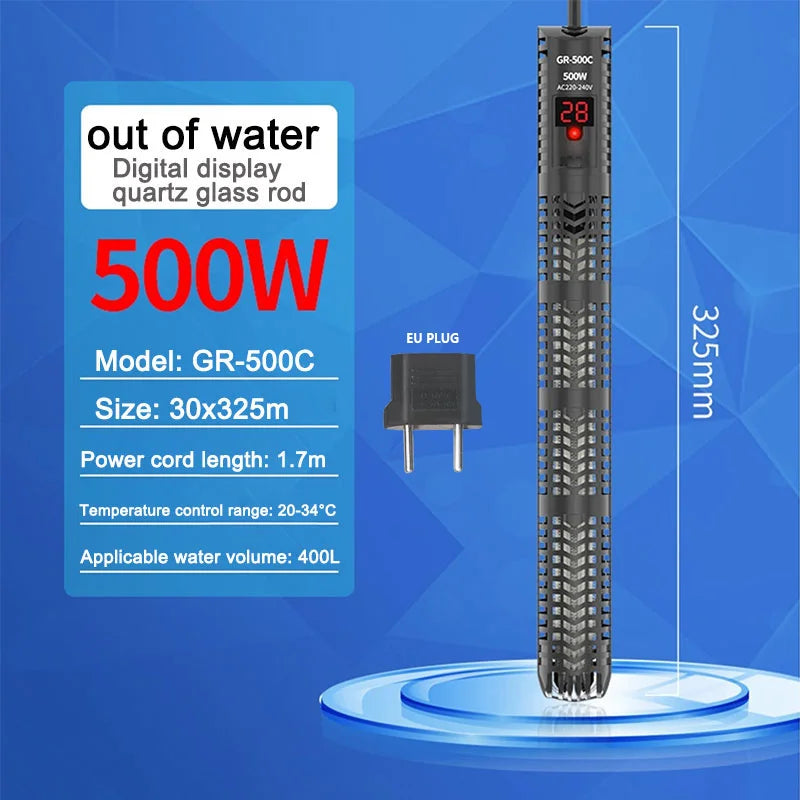 Digital Quartz Aquarium Heater for 25W-300W Aquariums (EU Plug) (Copy)