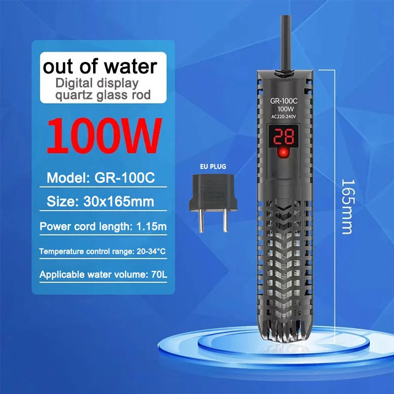 Digital Quartz Aquarium Heater for 25W-300W Aquariums (EU Plug) (Copy)