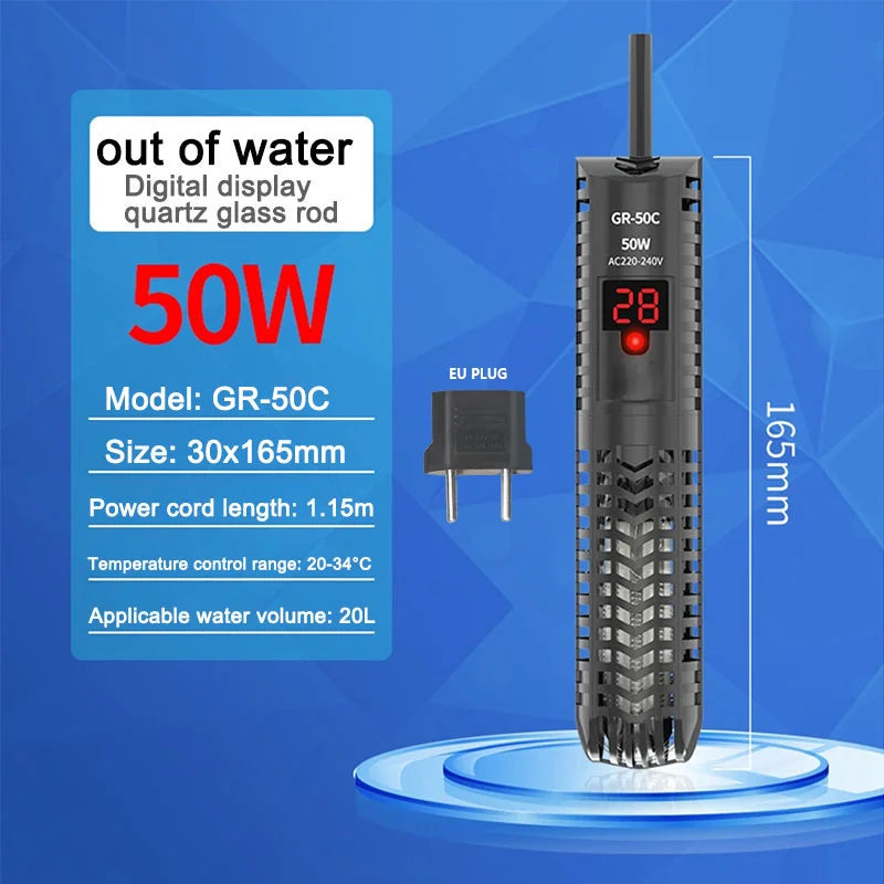 Digital Quartz Aquarium Heater for 25W-300W Aquariums (EU Plug) (Copy)