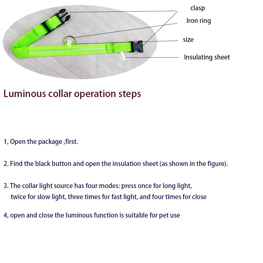 Nylon LED Night Safety Pet Leash & Luminous Collar for Pets