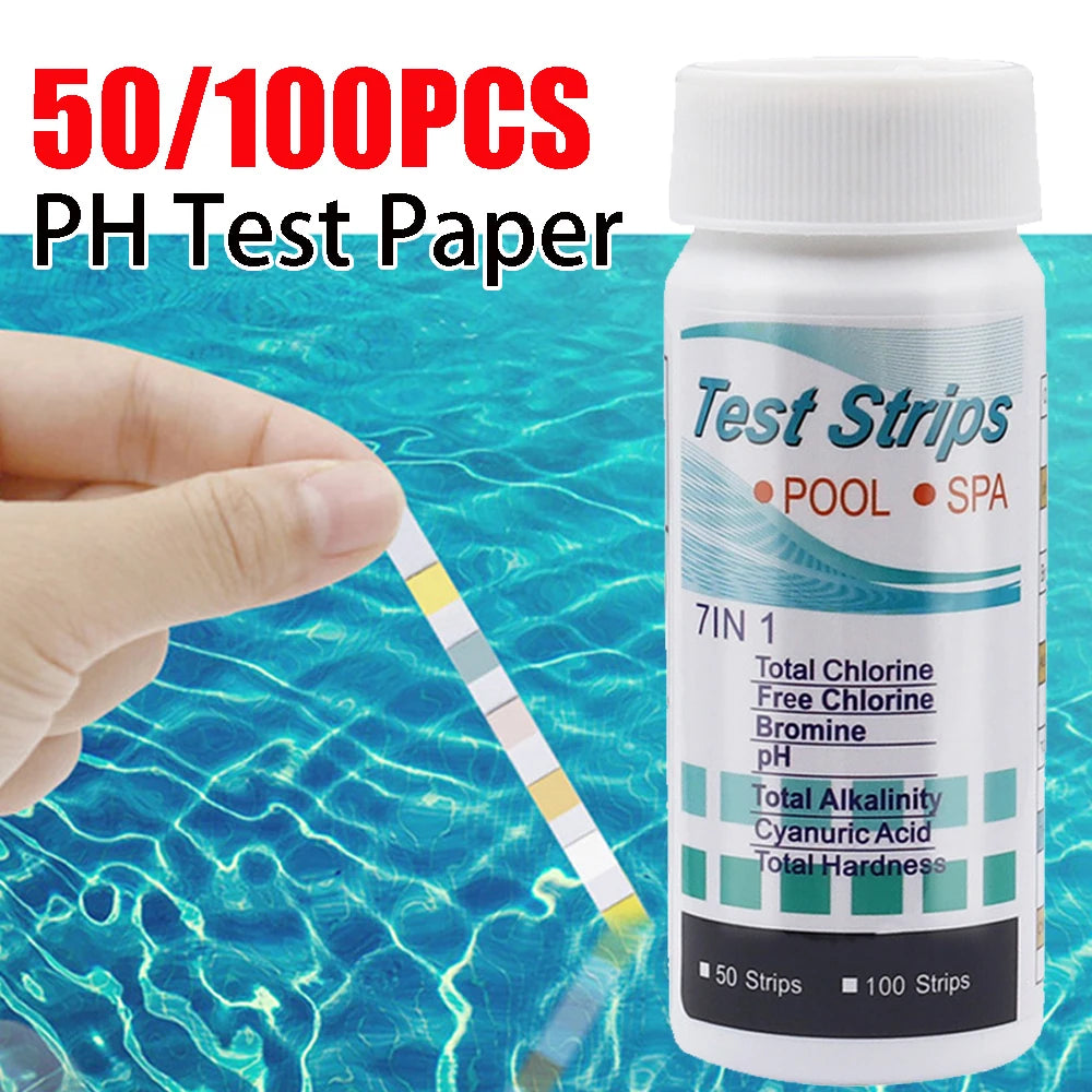 7-in-1 pH, Chlorine & Alkalinity Tester 50/100pcs