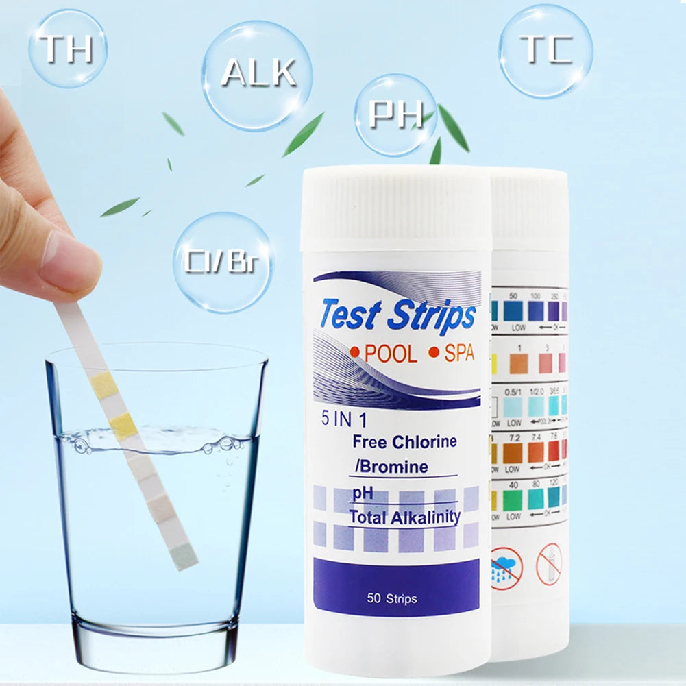 7-in-1 pH, Chlorine & Alkalinity Tester 50/100pcs