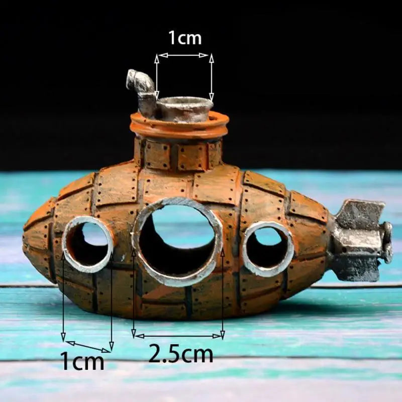 Resin Submarine Aquarium Ornament