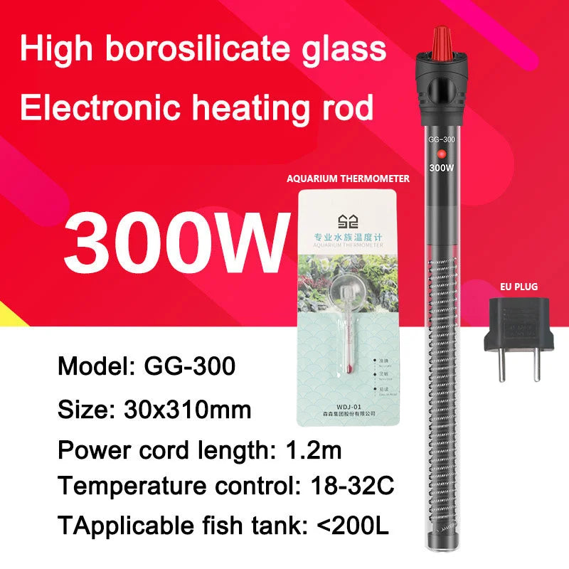 Digital Quartz Aquarium Heater for 25W-300W Aquariums (EU Plug)