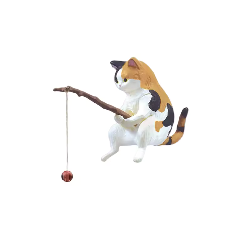 Fishing Cat Mini Resin Figurine for Aquarium